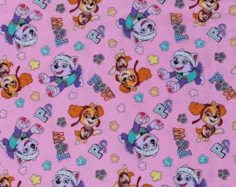 Cotton Officially Licensed Paw Patrol Team Skye & Everest Dogs Girls Pink Puppies Cotton Fabric Print by the Yard D685.47 by David Textiles