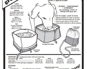 Folding Pet Bowl & Chow Bag Container #558 Sewing Pattern (Pattern Only) gp558