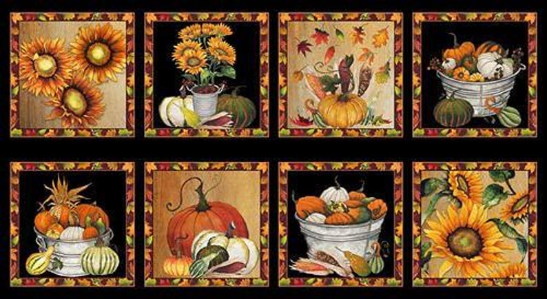 23.5" X 44" Panel Fall Delight Pumpkins Sunflowers Autumn Fall Seasonal ...