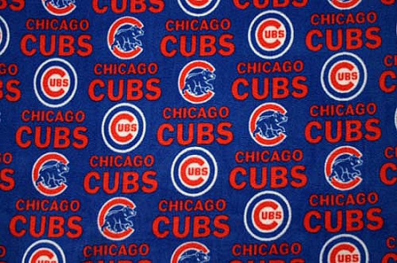 Fleece Chicago Cubs Blue MLB Baseball Sports Team Fleece Fabric Print by the Yard s6567bf image 1