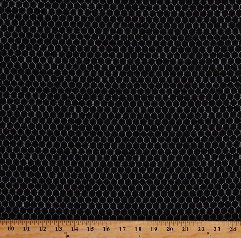 Cotton Chicken Coop Wire Poultry Fence On Black Farm Country Landscape Cotton Fabric Print By The Yard Gail C5606 Black D37324