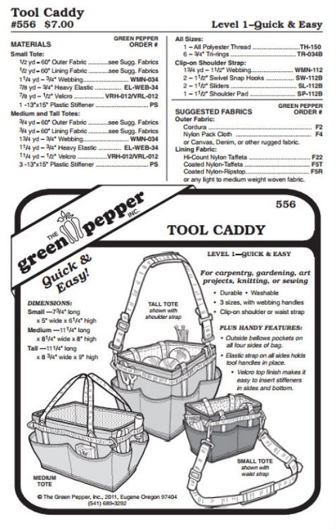 Tool Caddy Pattern - 556 - The Green Pepper Patterns Tool Caddy Pattern - 556 - The Green Pepper Patterns
