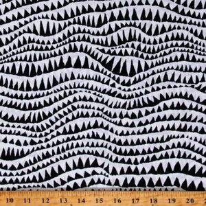 Cotton Kaffe Fassett Stash Sharks Teeth Black Triangle Design on White Cotton Fabric Print by the Yard (PWBM060.BLACK) D142.20
