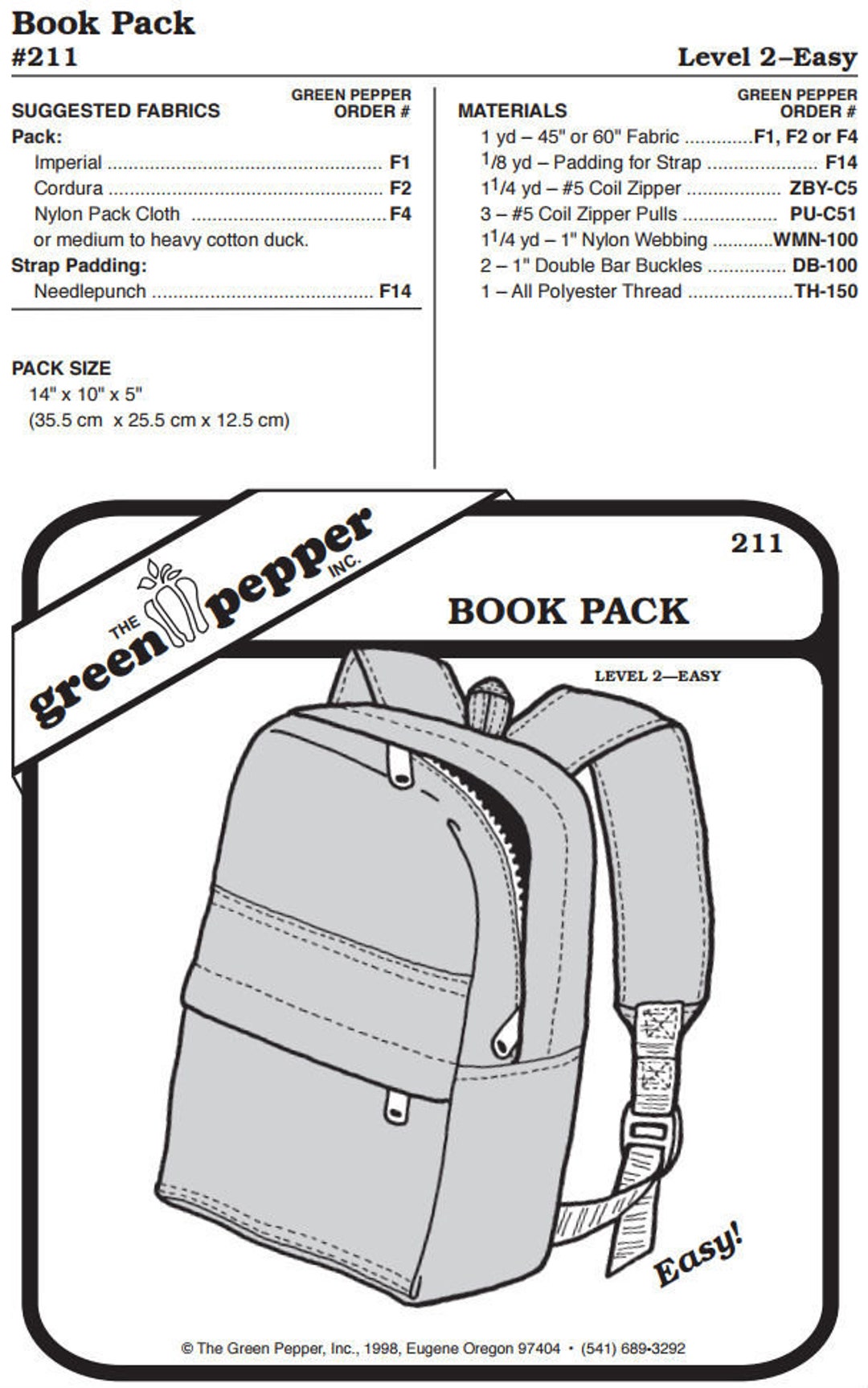 Book Pack Pattern - 211 - The Green Pepper Patterns Book Pack Pattern - 211 - The Green Pepper Patterns