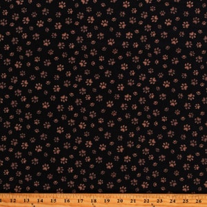 Cotton Brown Cats Paw Prints on Black Pets Animals Cotton Fabric Print by the Yard (CAT-CD2064-BLACK) D388.66
