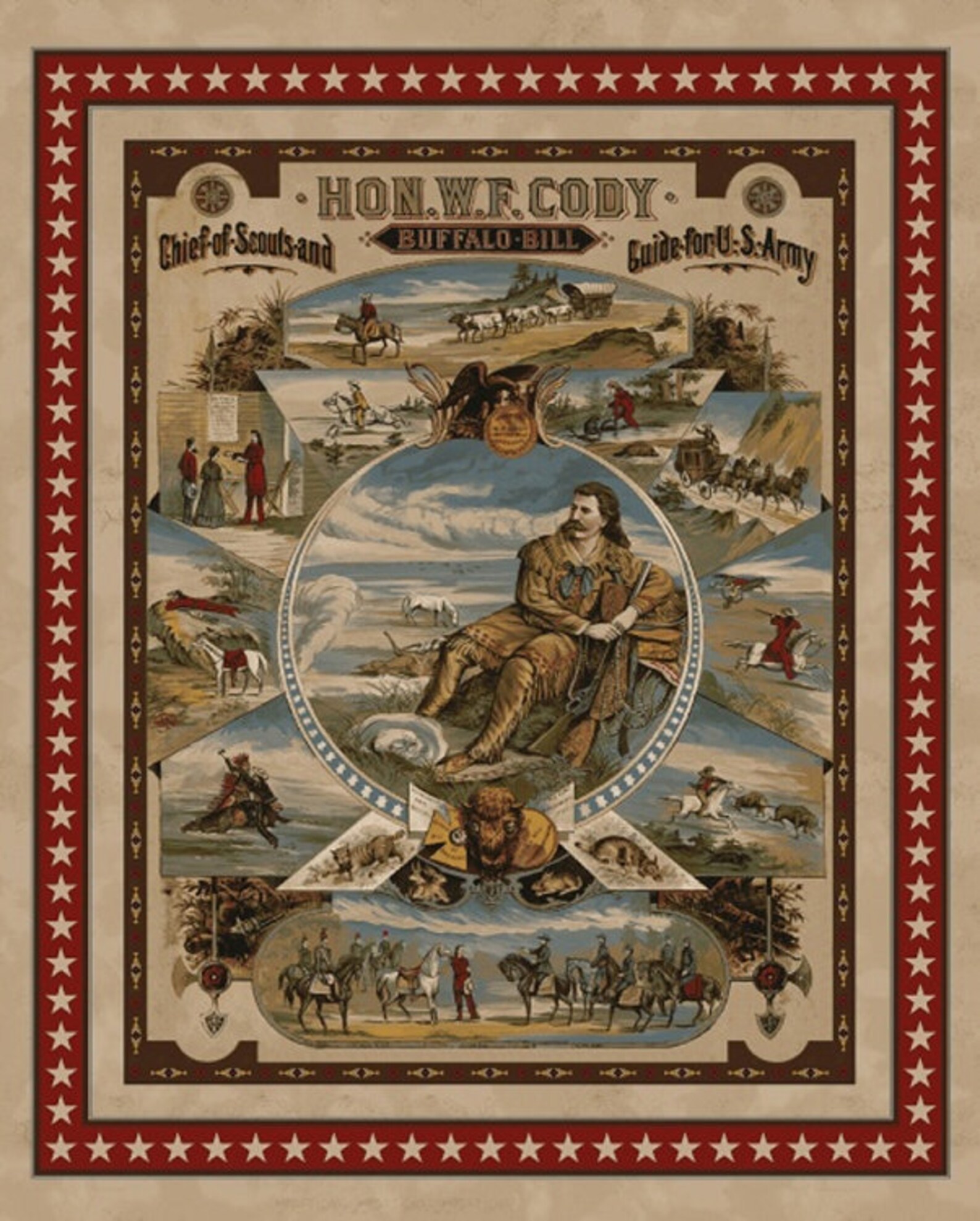 Fleece Panel Buffalo Bill Cody Wild West Chief of Scouts and Guide for ...