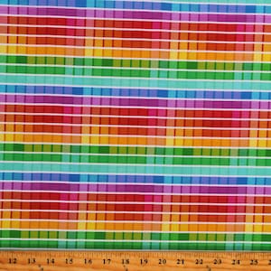 Cotton Multi Ombre Check Squares Hues Rainbow Colors Spectrum Cotton Fabric Print by the Yard (FUN-CD2614-BRIGHT) D767.79