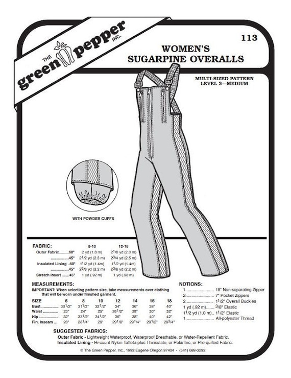 Women’s Sugarpine Overall Pattern - 113 - The Green Pepper Patterns Women’s Sugarpine Overall Pattern - 113 - The Green Pepper Patterns