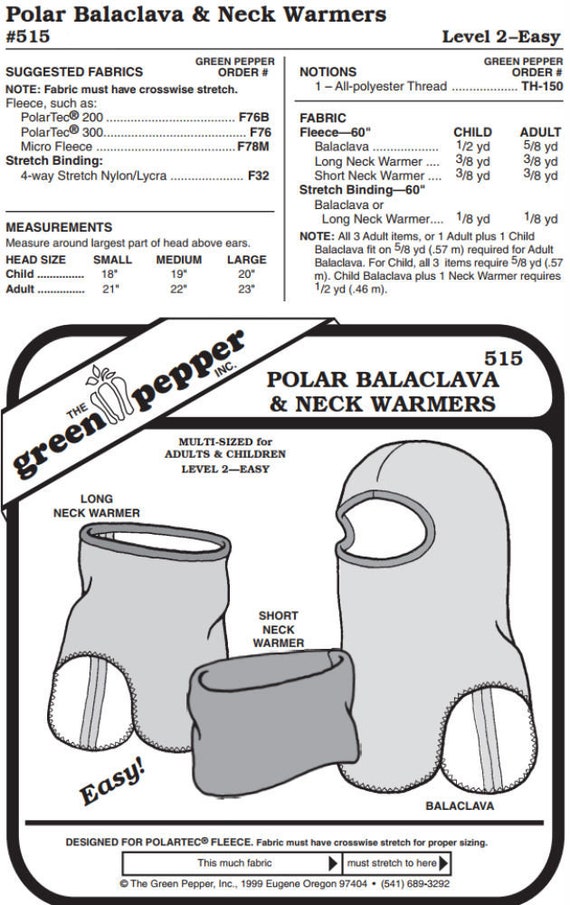 Polar Balaclava & Neck Warmers - 515 - The Green Pepper Patterns Polar Balaclava & Neck Warmers - 515 - The Green Pepper Patterns