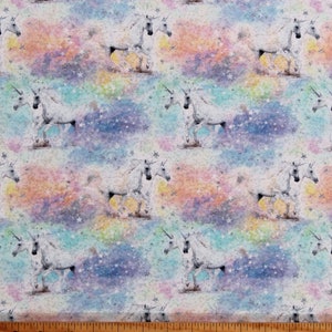 Cotton Unicorns Animals Fantasy Fiction Dream Kids Children Pastel Sparkles Cotton Fabric Print by the Yard (FUN-CDM2946-PASTEL) D682.87