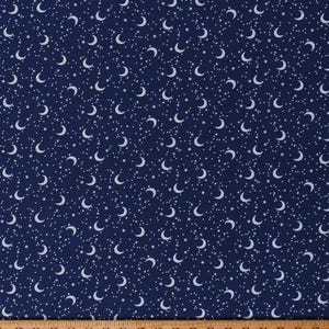 Cotton Moon and Stars Starry Night on Blue Glow for It Cotton Fabric Print by the Yard (8919GL-55) D785.39