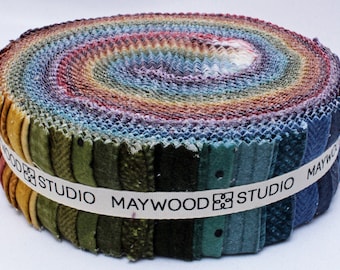 Flannel Jelly Roll Woolies Colors Flannel vol 2 by Bonnie Sullivan 2.5&quot; Strips Roll Up Fabric Bundle Cotton Precuts (ST/MASWOF-COL) M529.01