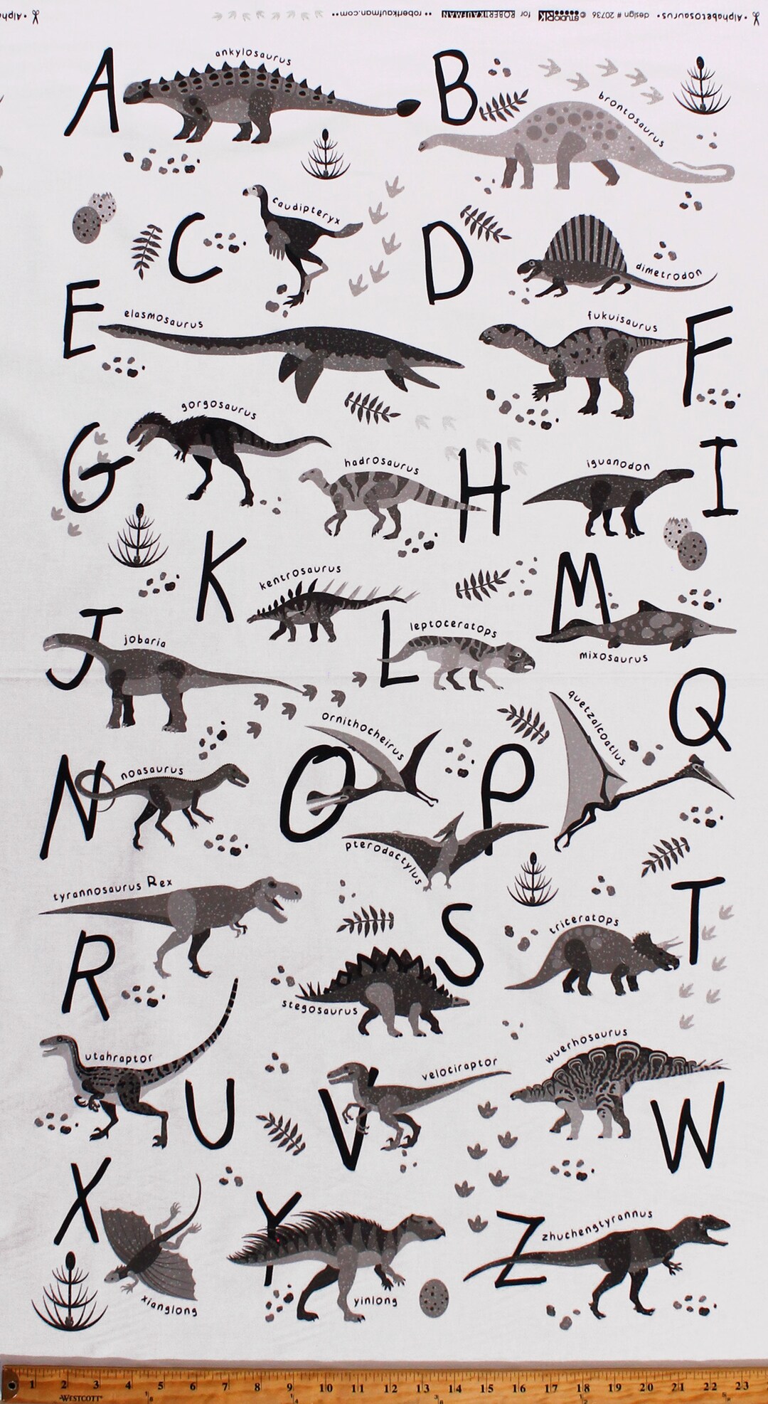 23.5 X 44 Panel Alphabetosaurus Dinosaurs Dinos Alphabet Letters