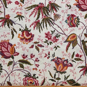 Cotton Flowers Floral Florences Fancy Betsy Chutchian Historical Reproduction 1860-1900 Cream Cotton Fabric Print by the Yard D186.23