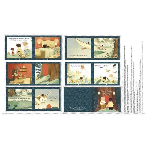 24" X 44" Panel "The Littlest Family's Big Day" Emily Winfield Martin Woodland Soft Books Kids Animals Cotton Fabric Panel (PD11498) D752.23