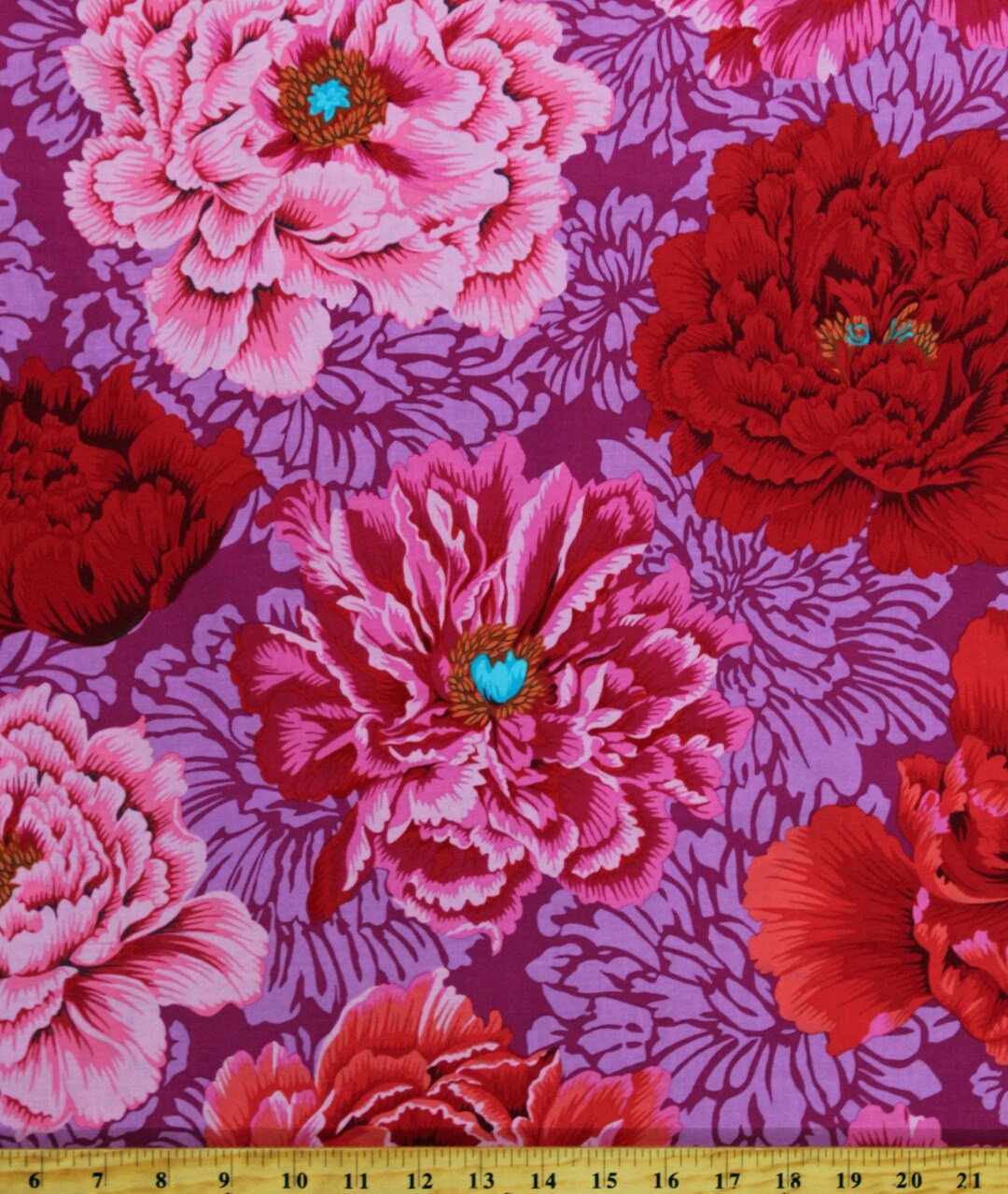 Cotton Kaffe Fassett Brocade Peony Floral Nature Multicolor Cotton ...