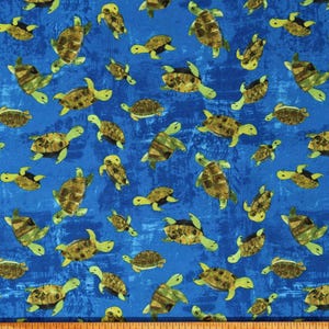 Cotton Sea Turtles Animals Ocean Nautical Summer Splash Dark Blue Cotton Fabric Print by the Yard (Y4101-30-DARKBLUE) D775.20 Clothworks
