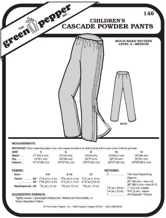 Kid’s Cascade Powder Pants Pattern - 146 - The Green Pepper Patterns Kid’s Cascade Powder Pants Pattern - 146 - The Green Pepper Patterns