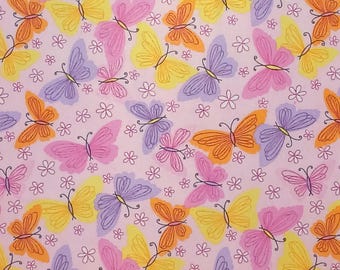 Flannel Butterflies Butterfly Insects Bugs Kids Children's Pink Comfy Prints by AE Nathan Cotton Flannel Fabric Print by the Yard (D273.16)