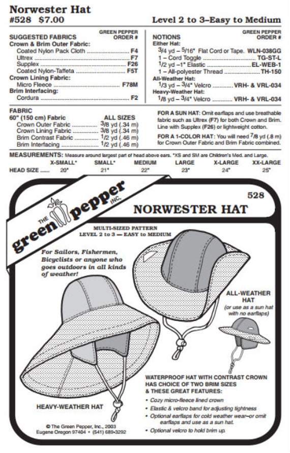 Norwester Hat Pattern - 528 - The Green Pepper Patterns Norwester Hat Pattern - 528 - The Green Pepper Patterns