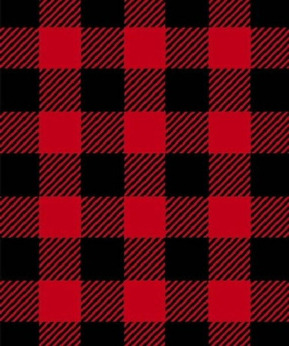 Fleece Buffalo Plaid Red Black Fleece Fabric Print by the Yard