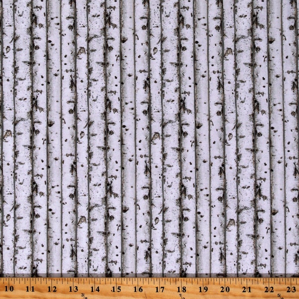 Cotton Birch Logs Birch Trees Bark Forest Woods Landscape Nature Gray Wolf Cotton Fabric Print by the Yard (24351-94GRAYMULTI) D778.73