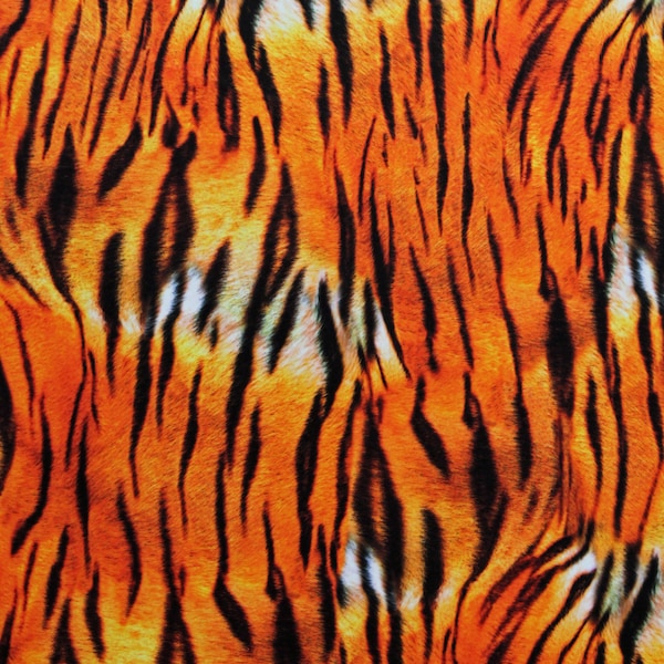 Micro Plush Tiger Stripes Animal Print Animal Kingdom 60" Polyester Mink-Like Cuddle Feel Fabric by the Yard (SRKDY-20440-268NATURE) A620.05