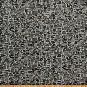 Cotton Grey Stone Wall Pavement Stones Rocks Landscape Stonework Naturescapes Basics Flagstone Dark Gray Fabric Print by the Yard D142.39