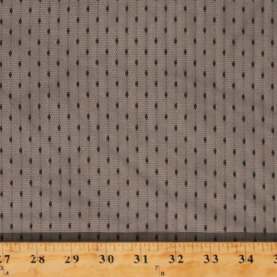 Point D'esprit Black Dotted Mesh 1-Way Stretch 66 Wide Polyester Fabric by  the Yard (2342R-11E-Black) D162.31