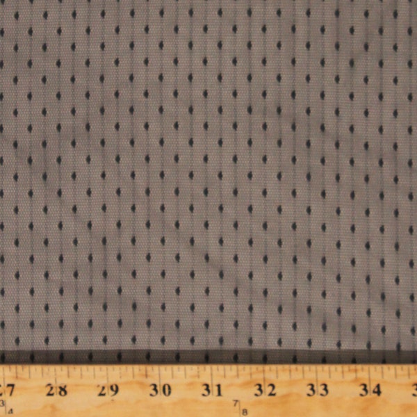 Point D'esprit Black Dotted Mesh 1-Way Stretch 66" Wide Polyester Fabric by the Yard (2342R-11E-Black) D162.31