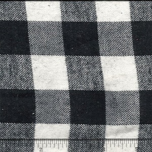 Flannel Black and White Buffalo Plaid Check 1" Squares 55" Wide Cotton Flannel Fabric Print by the Yard (5159)