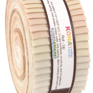 Roll-Ups Kona Cotton Solids Not Quite White Palette Neutrals Creams Naturals Tan 2.5" Fabric Strips Jelly Roll Precuts Bundle M538.18