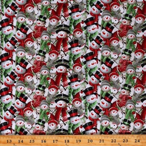 Cotton Snowmen Snowman Christmas Winter Holidays Making Spirits Bright White Cotton Fabric Print by the Yard (2289-88) D405.71