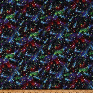 Cotton Outer Space Galaxy Shooting Stars Starry Skies Night Sky Cotton Fabric Print by the Yard (GAIL-C6559-MIDNIGHT) D694.50
