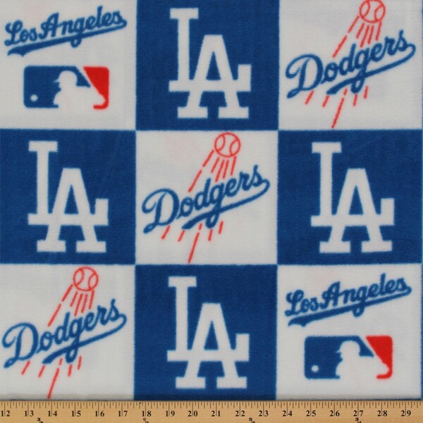 Fleece Los Angeles Dodgers Square MLB Baseball Fleece Fabric Print by the Yard s6691bf