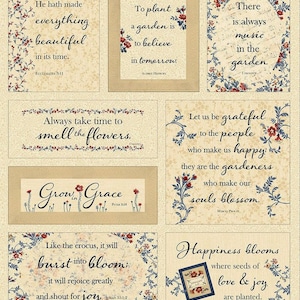 35.5&quot; X 44&quot; Panel Bible Verses Passages Scriptures Faith Christian Quotes Victory Garden Cotton Fabric Panel D757.39 Timeless Treasures