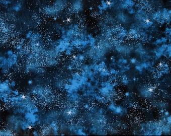 Cotton Night Sky Nature's Wonder Stars Space Galaxy Galaxy Blue Cotton Fabric Print by the Yard (SRKD-20819-63-SKY) D486.80