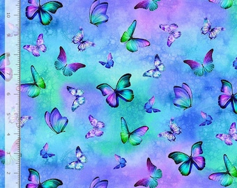 Cotton Meadow Bloom Dreamy Butterflies Allover Watercolor Gradients Timeless Treasures Multicolor Cotton Fabric Print by the Yard D135.05