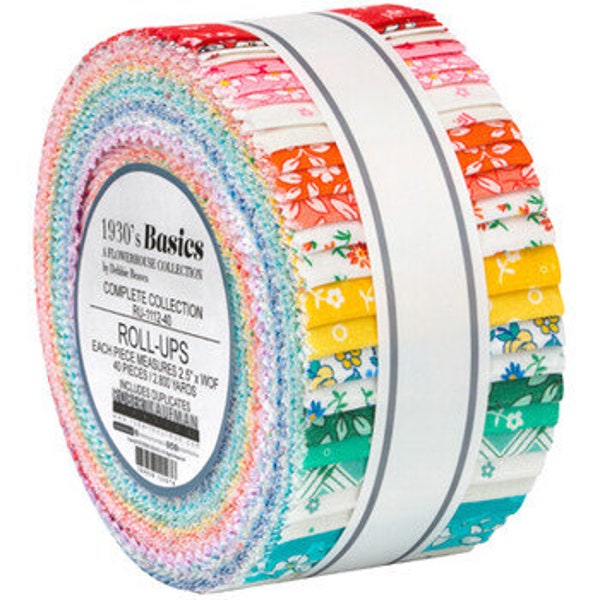 Jelly Roll 1930's Basics A Flowerhouse Collection Debbie Beaves Florals Reproduction 2.5" Strips Roll-Ups Cotton Fabric Precuts M494.37