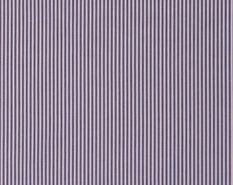 Cotton Blend Shirting Yarn Dyed Stripe White Blue 1/8" Wide Stripes 59" Wide Cotton/Polyester Fabric by the Yard (10275-1E)