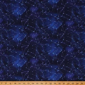 Cotton Constellations Zodiac Outer Space Night Sky Cotton Fabric Print by the Yard (D782.65)(582ROYAL)