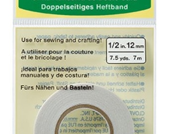 Clover Double Sided Basting Tape 1/2" Wide Acrylic Adhesive/Rayon Tape Sold by the 7.5-Yard Roll (9505) M206.19