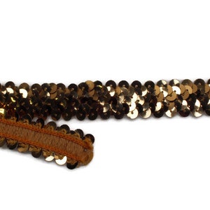 7/8&quot; wide Gold Stretch Sequins Trim Sequined Stretchy Elastic Embellishments By the Yard M217.20
