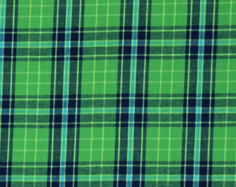 Cotton Homespun Green Blue Large Plaid Squares Checks Piccadilly Cotton Fabric by the Yard (W24227-74) D153.10