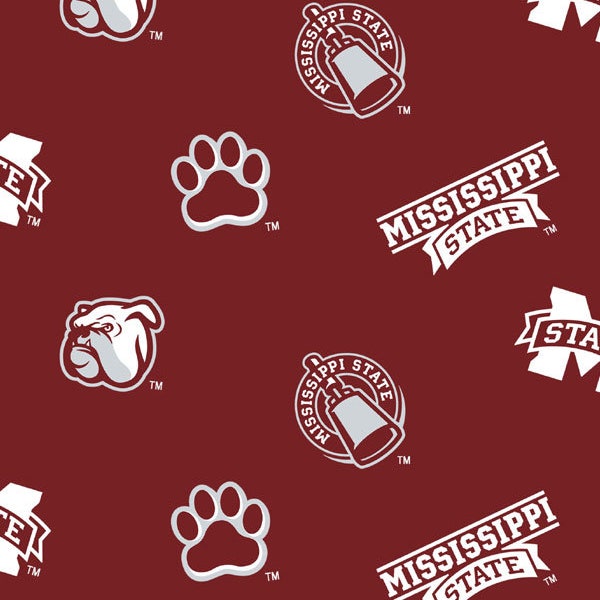 Fleece Mississippi State University Bulldogs College Fleece Fabric Print by the yard A502.59