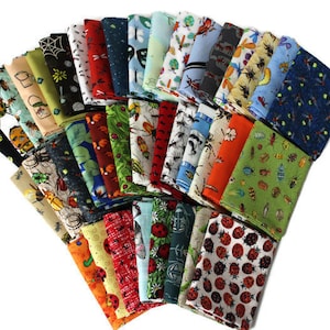 10 Fat Quarters - Assorted Bugs Insects Creepy Crawlies Beetles Moths Butterflies Ants Spiders Quality Quilters Cotton Fabric Bundle M229.05