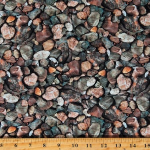 Cotton Stones Rocks Pebbles Landscape Open Air Cotton Fabric Print by the Yard (1649-28110-X) D687.76