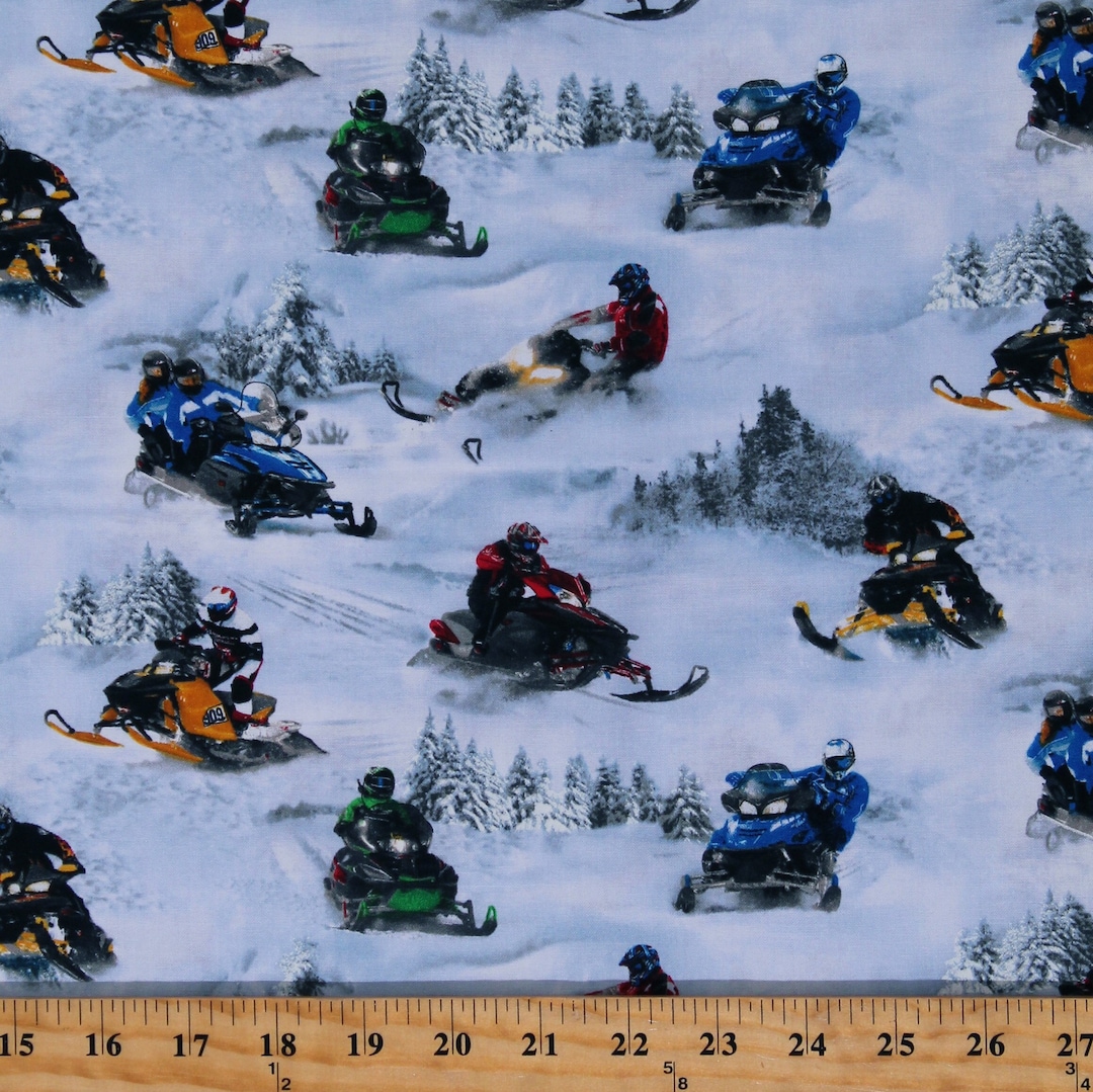 Cotton Snowmobiling Snowmobiles Winter Snow Sports Activities in Motion