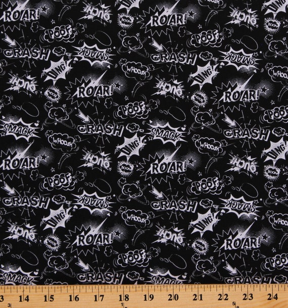 Cotton Comic Books Words Sayings Cartoons Basically Black White by  Patrick Lose Cotton Fabric Print by the Yard Springs Creative