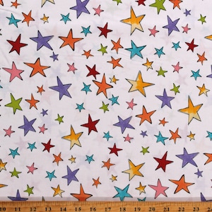 Cotton Sketched Stars Colorful Sky Skies Dreams Blue White Cotton Fabric Print by the Yard (692-213) D412.13